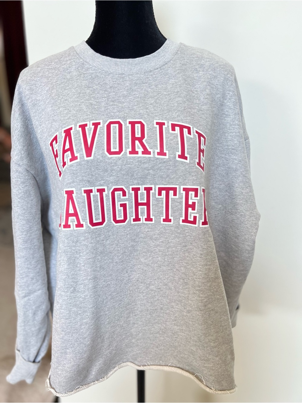 Favorite Daughter Gray Crewneck with Pink  Logo - Picture 2 of 6